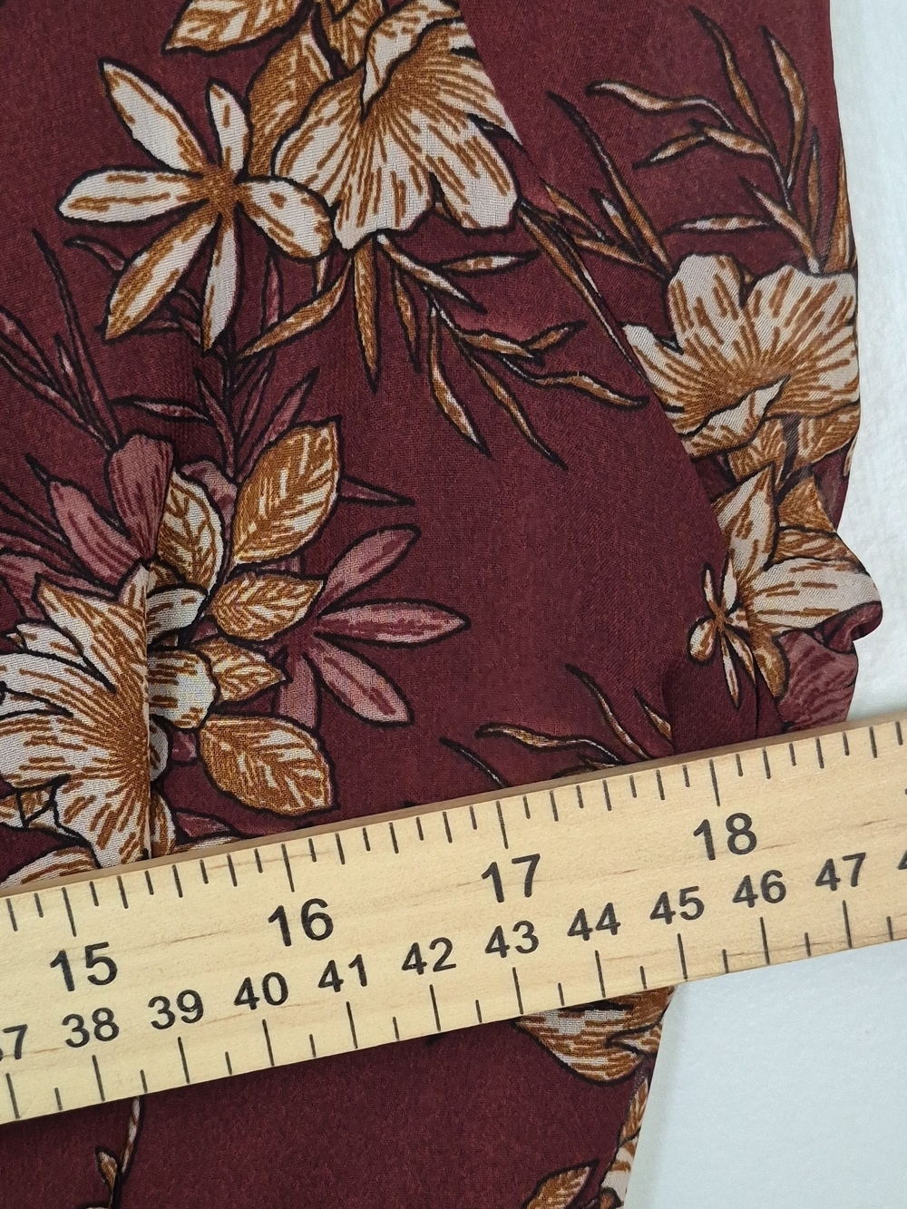 Japna Burgundy Floral Tie-Waist Long-Sleeve Dress Size XL - Picture 9 of 10